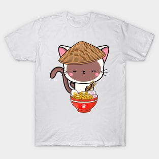 Funny Cat Eating Ramen T-Shirt